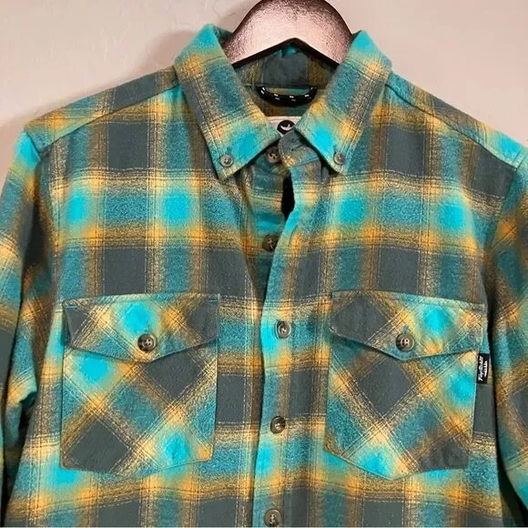 Fayettechill Teal and Orange Plaid 100% Cotton Flannel Shirt Women's Size M - Picture 4 of 12